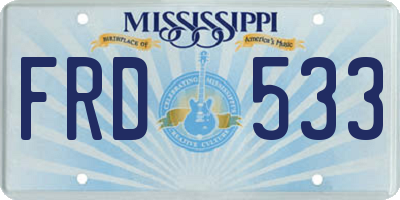 MS license plate FRD533