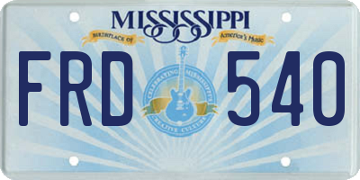MS license plate FRD540