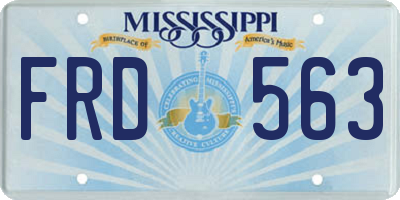 MS license plate FRD563