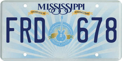 MS license plate FRD678