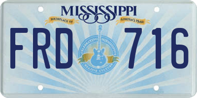 MS license plate FRD716