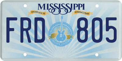 MS license plate FRD805
