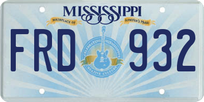MS license plate FRD932