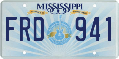 MS license plate FRD941
