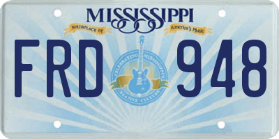 MS license plate FRD948