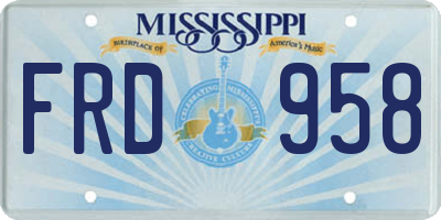 MS license plate FRD958