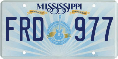 MS license plate FRD977
