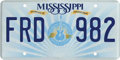 MS license plate FRD982