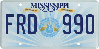 MS license plate FRD990