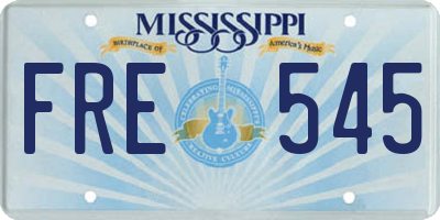 MS license plate FRE545