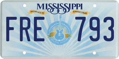 MS license plate FRE793