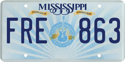 MS license plate FRE863