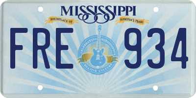 MS license plate FRE934