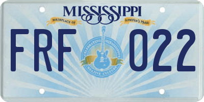 MS license plate FRF022