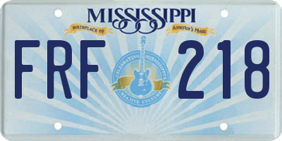 MS license plate FRF218