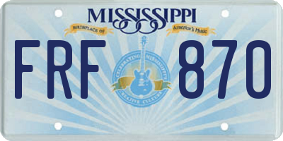 MS license plate FRF870