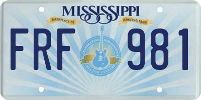 MS license plate FRF981