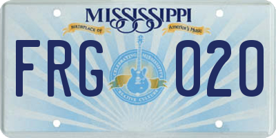 MS license plate FRG020