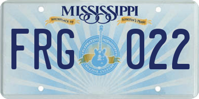 MS license plate FRG022