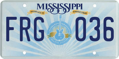 MS license plate FRG036