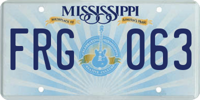 MS license plate FRG063