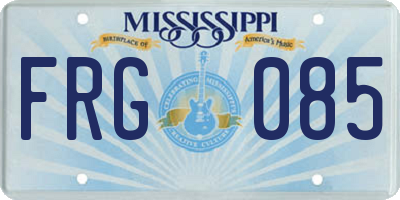 MS license plate FRG085