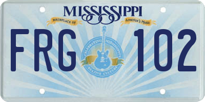 MS license plate FRG102