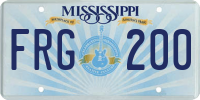 MS license plate FRG200
