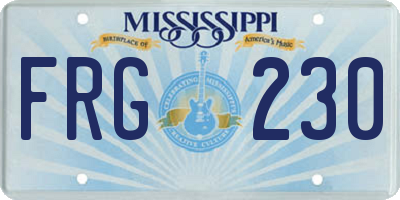 MS license plate FRG230