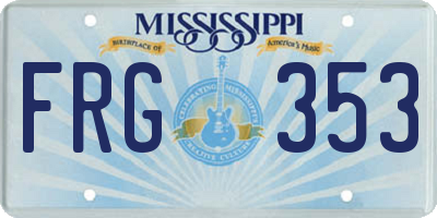 MS license plate FRG353