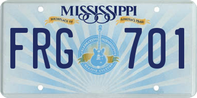 MS license plate FRG701