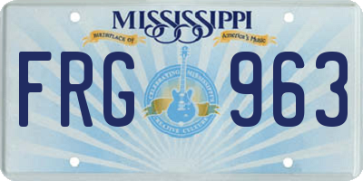 MS license plate FRG963