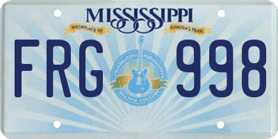 MS license plate FRG998