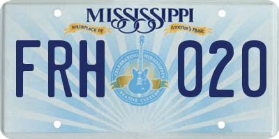 MS license plate FRH020