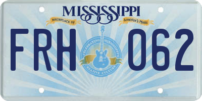 MS license plate FRH062