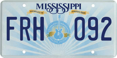 MS license plate FRH092