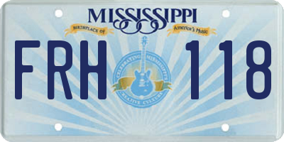 MS license plate FRH118