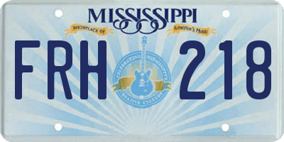 MS license plate FRH218