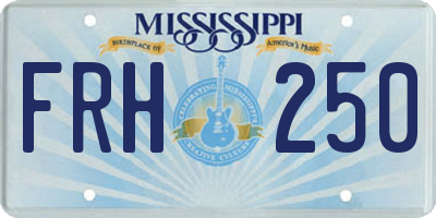 MS license plate FRH250