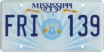 MS license plate FRI139