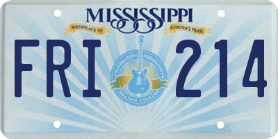 MS license plate FRI214