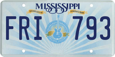 MS license plate FRI793