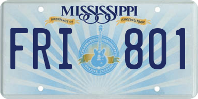 MS license plate FRI801
