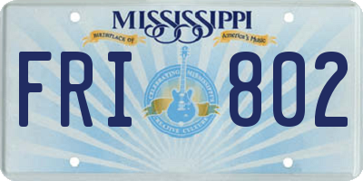 MS license plate FRI802