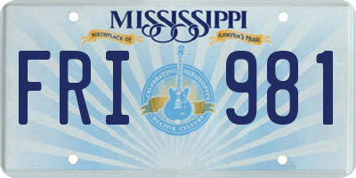 MS license plate FRI981