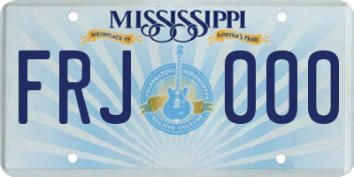 MS license plate FRJ000