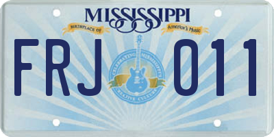 MS license plate FRJ011
