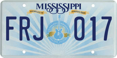 MS license plate FRJ017