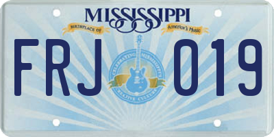 MS license plate FRJ019
