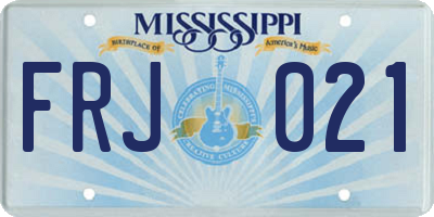 MS license plate FRJ021